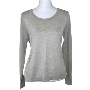 Club Monaco Women's Lace Back Wool Sweater Gray Size M Long Sleeve Casual